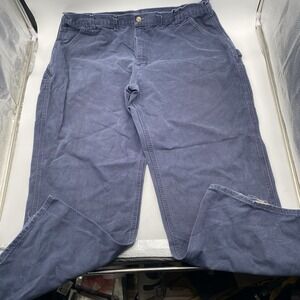 Carhartt Carpenter Pants Mens 44x32 Blue Navy Loose Original Fit Canvas B11 MDT2